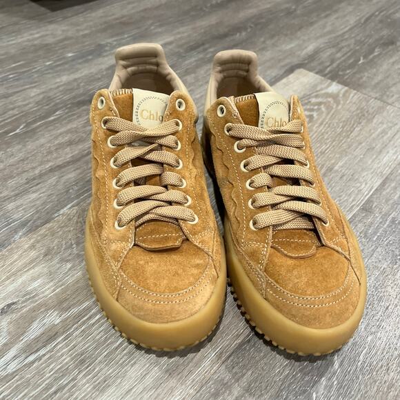 Chloe Shoes - Chloe Franckie Suede Leather Sneakers Rubber Sole - Size 35 - Like New